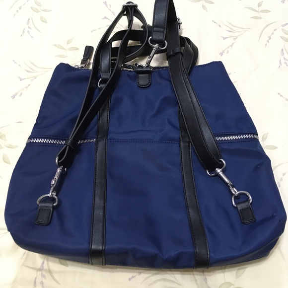 Large Bright Navy Nylon Convertible Backpack - Picture 2 of 8